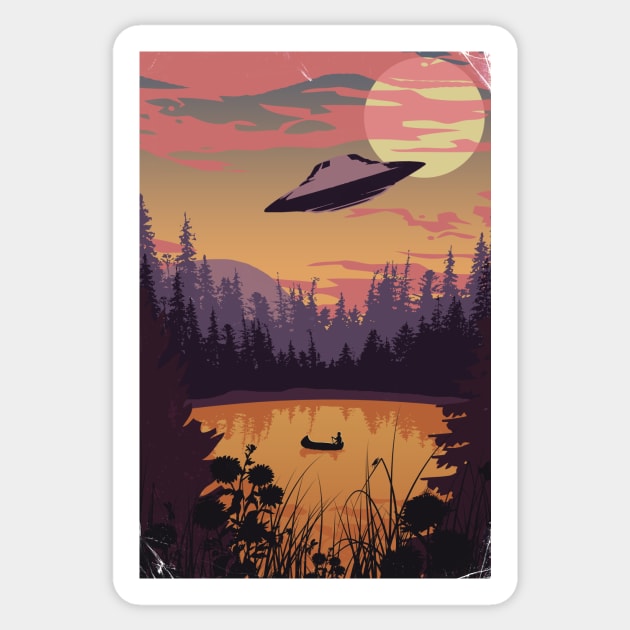 Flying Saucer Print Sticker by cultofweird